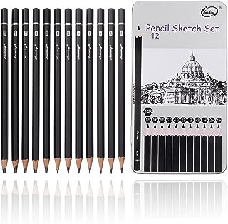 Qionew Professional Drawing Sketching Pencil Set - 12 Pack Art Drawing Sketch Pencils, Graphite Pencils(14B - 4H), Ideal - HD Photo